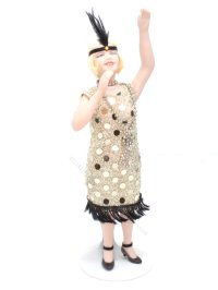 (image for) Miniature Porcelain Flapper Louise Doll in Gold by Cindy's Dolls