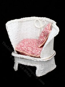 (image for) Miniature Red and White Wicker Chair for Dollhouses