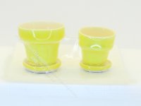 (image for) Miniature Yellow Ceramic Flower Pot Set By Barb for Dollhouses
