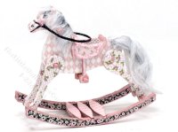 (image for) Miniature Pink Floral Rocking Horse for Dollhouses