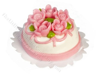 (image for) Miniature Pink and White Cake with Roses