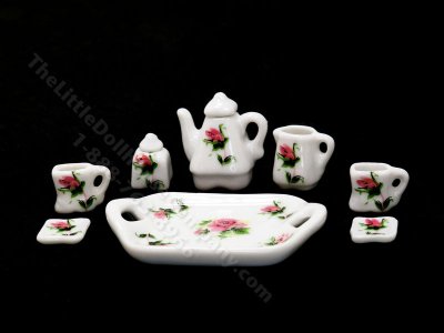(image for) Miniature Porcelain Tea Set for Dollhouses