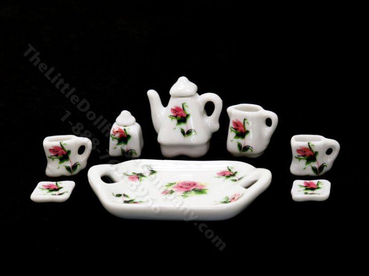 (image for) Miniature Porcelain Tea Set for Dollhouses