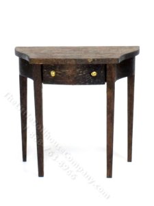 (image for) Miniature Walnut Demi-Lune Console Table for Dollhouses