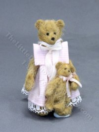 (image for) Miniature Victorian Mommy and Child Teddy Bears for Dollhouses