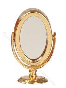 (image for) Miniature Brass Table/Dresser Mirror - Small