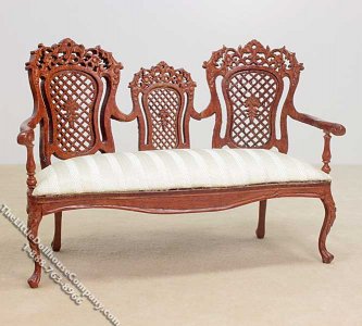 (image for) Miniature New Walnut Sofa for Dollhouses