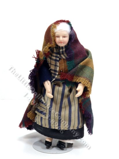 (image for) Miniature Handcrafted Elderly Woman in Tartan Scarf