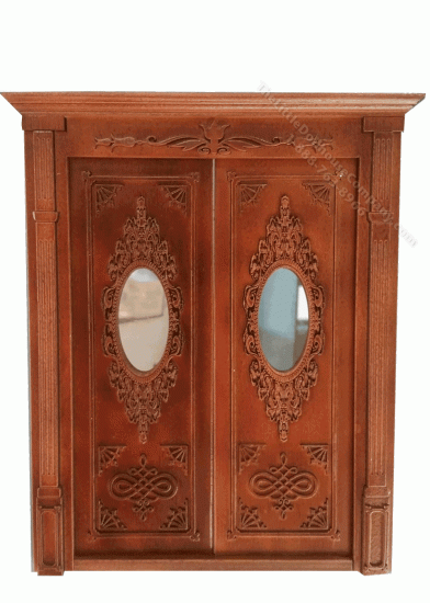 (image for) Miniature Walnut Classic Trinity 2 Panel French Exterior Door