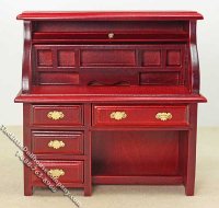(image for) Miniature Mahogany Roll Top Desk for Dollhouses