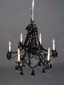 (image for) Dollhouse Miniature 12V Lilith Black Crystal Chandelier