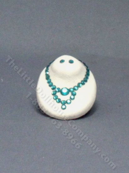 (image for) Miniature Green Crystal Necklace and Earrings for Dollhouses