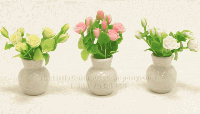 (image for) Miniature Roses in White Vase