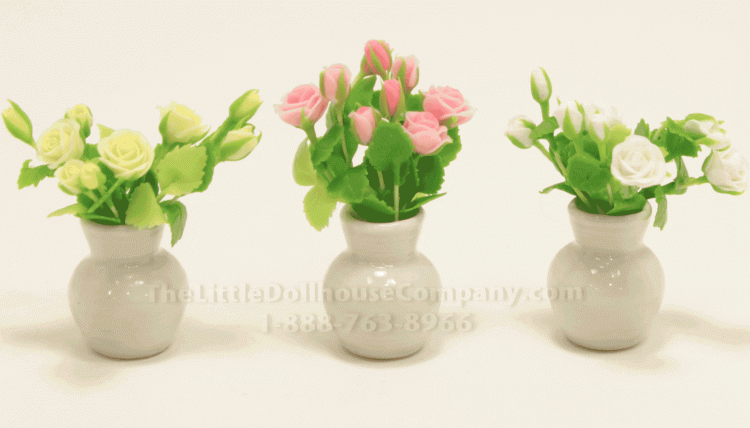 (image for) Miniature Roses in White Vase