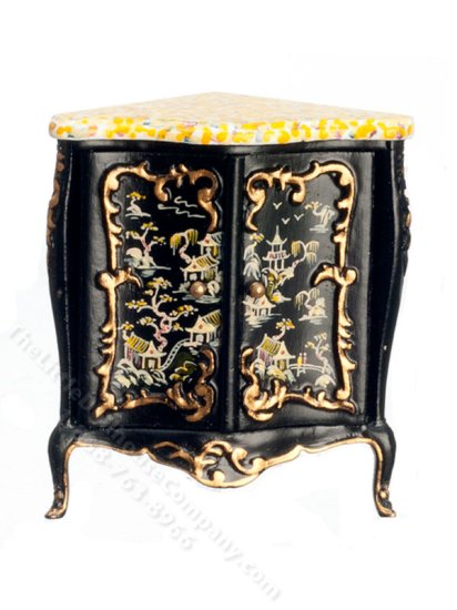 (image for) Miniature Chinoiserie Corner Cabinet - Black