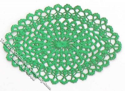 (image for) Miniature Green Laser Cut Oval Doily for Dollhouses