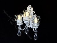 (image for) Miniature Battery Operated 'Essex' Crystal Sconce w Clear Shade and Wand - Silver