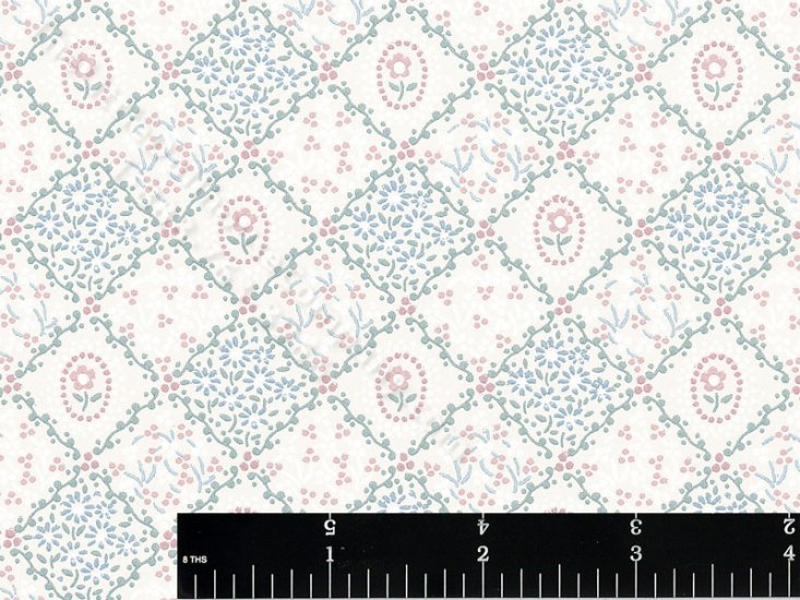 (image for) Floral Lattice Pattern Miniature Wallpaper for Dollhouses - Pink