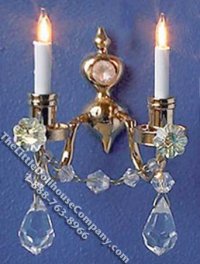 (image for) Dollhouse Scale Model 12v Plug in Dual Candle Wall Sconce