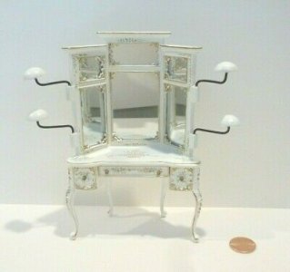 (image for) Miniature Bespaq Hand Painted 4-Hat Vanity for Dollhouses