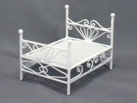 (image for) As-Is 1/2" Scale White Wire Bed for Dollhouses