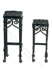 (image for) Miniature Pair of Black Wire Plant Stands for Dollhouses