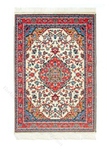 (image for) Miniature Turkish Carpet for Dollhouses - Red/Blue/Cream