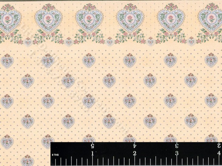 (image for) Peach Petite Heart Miniature Wallpaper for Dollhouses