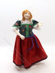 (image for) Miniature Handcrafted Vintage Medieval Woman in Green Bodice