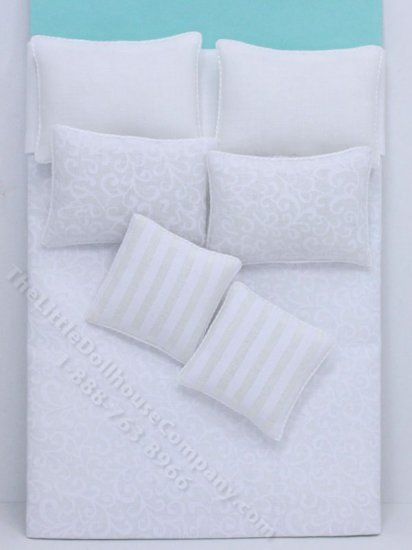 (image for) Miniature Double Tone on Tone White Scroll Bedding Set