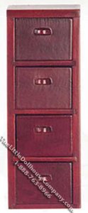(image for) Miniature Mahogany 4-Drawer Filing Cabinet for Dollhouses