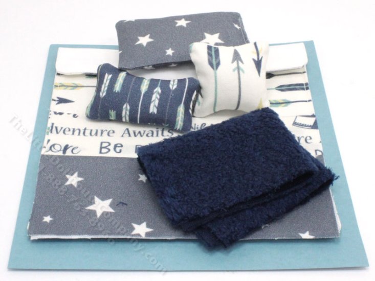(image for) Miniature Grey Stars Bedding for Dollhouses