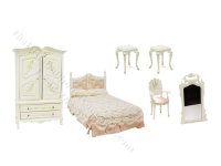(image for) Vintage Miniature White & Pink Floral Bespaq Bed for Dollhouses