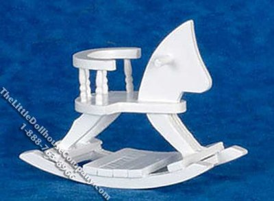 (image for) Miniature White Rocking Horse for Dollhouses