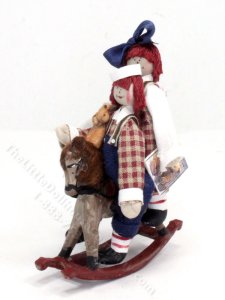 (image for) Miniature Raggedy Ann and Raggedy Andy on Rocking Horse