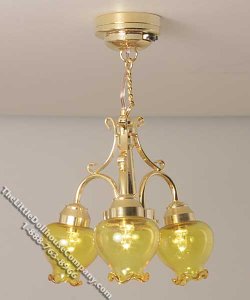 (image for) Miniature Battery Second Ave. 3-Arm Chandelier - Amber