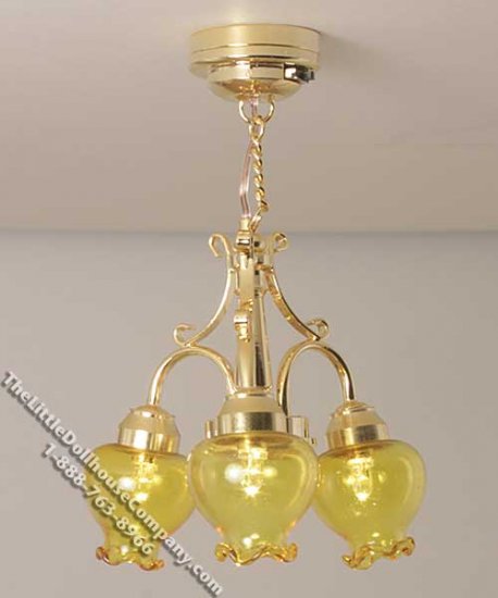 (image for) Miniature Battery Second Ave. 3-Arm Chandelier - Amber