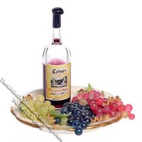 (image for) Miniature Tray of Wine and Grapes for Dollhouses