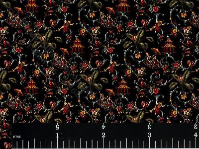 (image for) Black Pagoda Pattern Wallpaper for Dollhouses