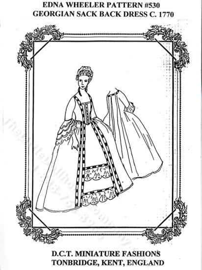(image for) Georgian Sack Back Dress Doll Clothes Pattern