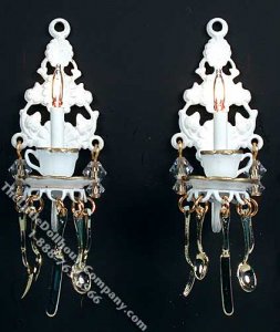 (image for) Dollhouse Scale Model Pair of 12v White Teacups Sconces