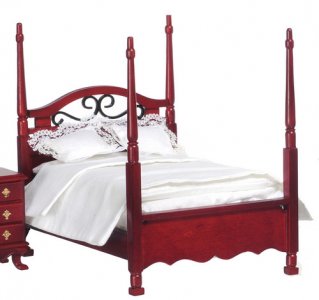 (image for) AS IS Miniature Four Post Double Bed, Mahogany