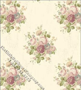 (image for) Robin Purple Floral Pattern Miniature Wallpaper for Dollhouses