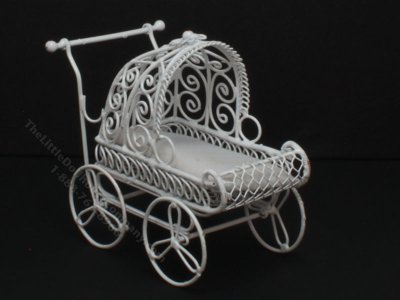 (image for) Miniature White Metal Baby Buggy