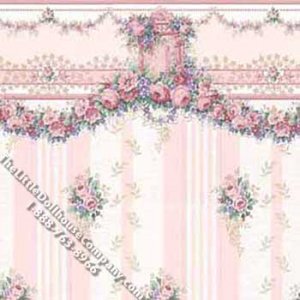 (image for) Carmen Stripe Floral Pattern Miniature Wallpaper for Dollhouses