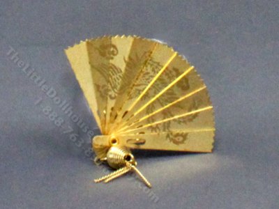 (image for) Vintage Miniature Etched Gold Hand Fan