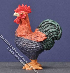 (image for) Dollhouse Scale Model Brown & Black Rooster