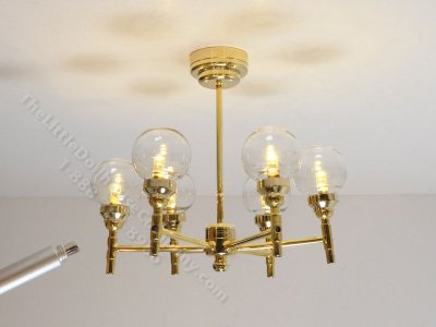 (image for) Miniature Battery Operated 6-Arm Madison Park Chandelier with Wand for Dollhouses - Gold