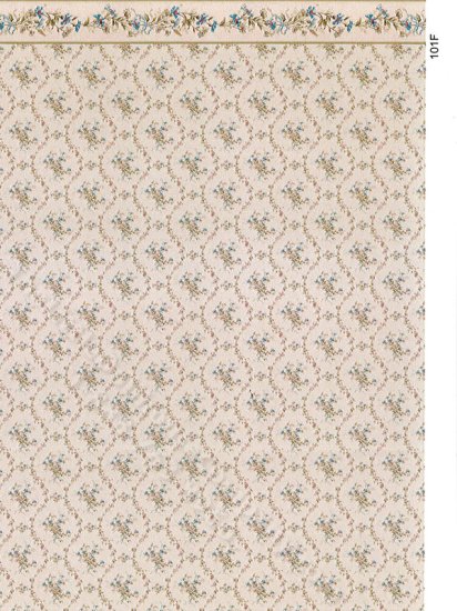(image for) Beige Floral Wallpaper with Border