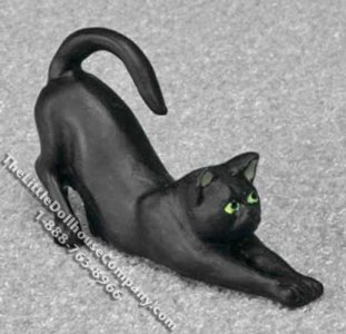 (image for) Dollhouse Scale Model Black Cat Stretching Out